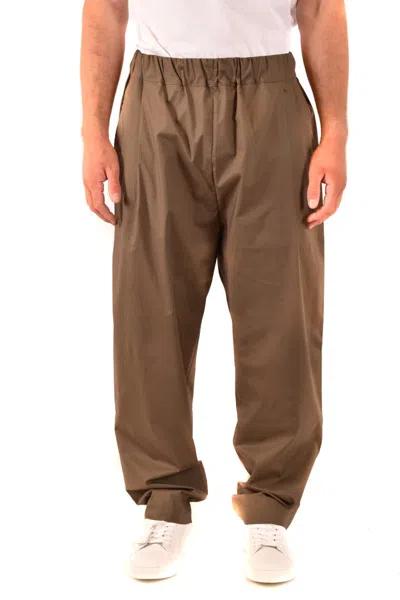 Laneus Loose-fitting Trousers With Elastic Waistband In Brown