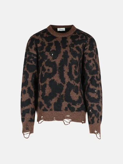 Laneus Two-tone Merino Wool Blend Sweater In Brown