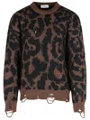 Laneus Two-tone Merino Wool Blend Sweater In Brown