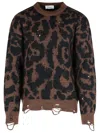 Laneus Two-tone Merino Wool Blend Sweater In Brown