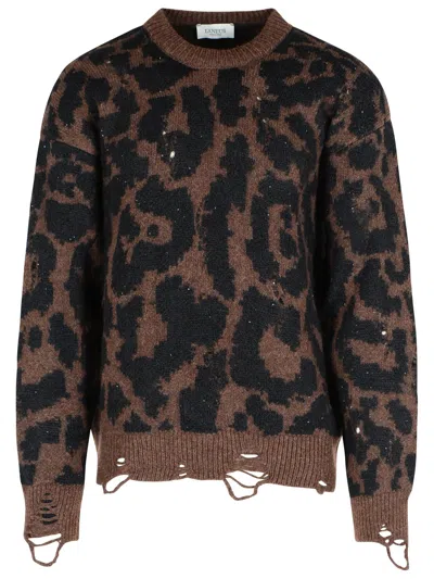 LANEUS TWO-TONE MERINO WOOL BLEND SWEATER