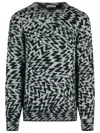 Laneus Wool Blend Sweater Abstract Pattern Design In Black