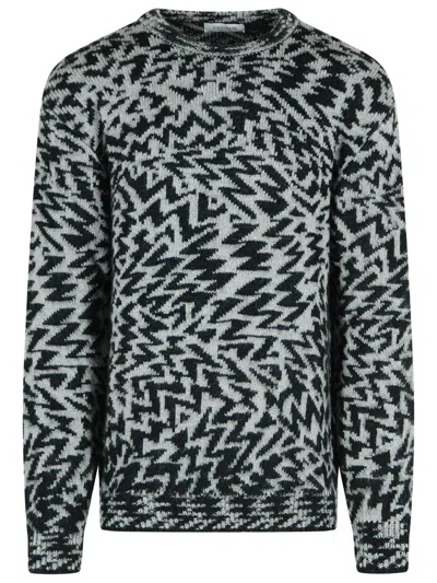 Laneus Two-tone Wool Blend Sweater In Black