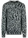 Laneus Wool Blend Sweater Abstract Pattern Design In Gray