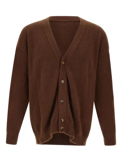 Laneus V-neck Buttoned Cardigan In Brown