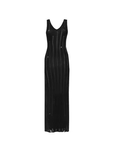 Laneus V-neck Knit Maxi Dress In Black