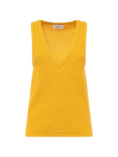 Laneus V-neck Knitted Sleeveless In Yellow
