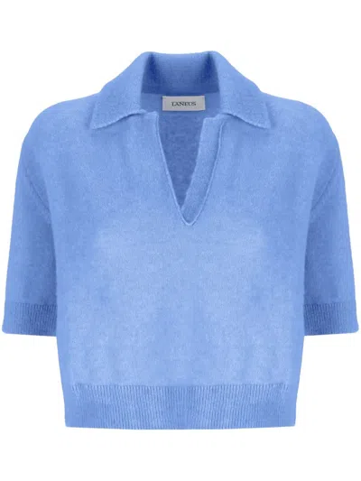 Laneus V-neck Knitted Top In Blue