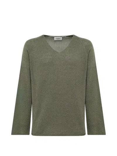 Laneus V-neck Long-sleeve Jumper In Green