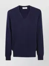 Laneus V-neck Long Sleeve Knit Jumper In Blue