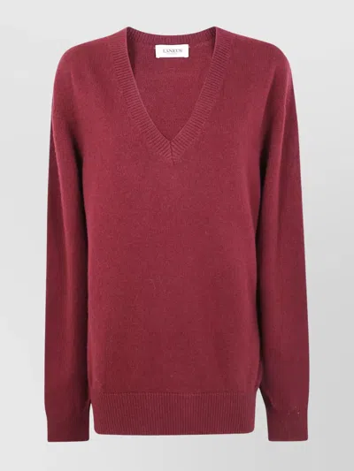 LANEUS V-NECK LONG SLEEVE RIBBED JUMPER