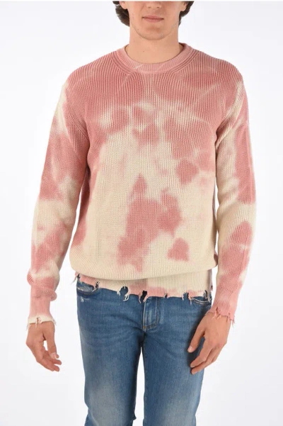 Laneus Vintage Effect Crew-neck Sweater In Multi