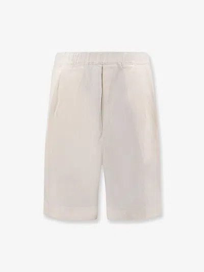 Laneus Viscose And Linen Bermuda Shorts In Neutral