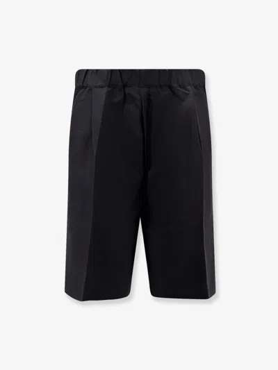 Laneus Viscose And Linen Bermuda Shorts In Black