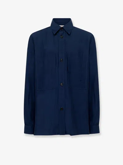 Laneus Viscose And Linen Shirt In Brown