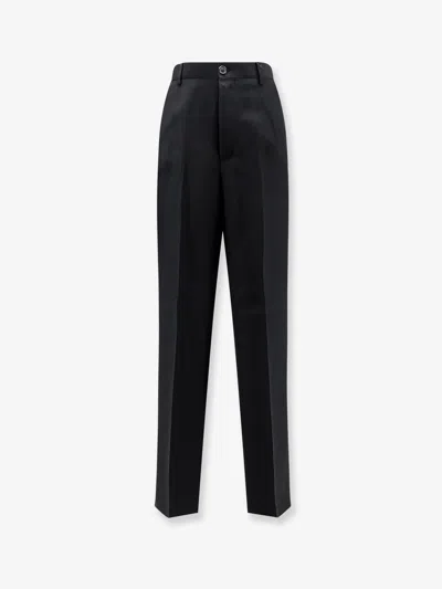 Laneus Viscose And Linen Trousers In Black