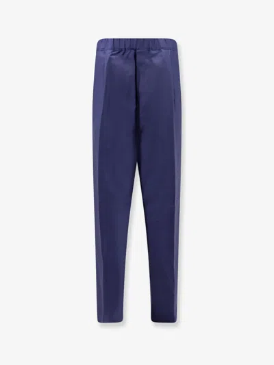 Laneus Viscose And Linen Trousers In Blue