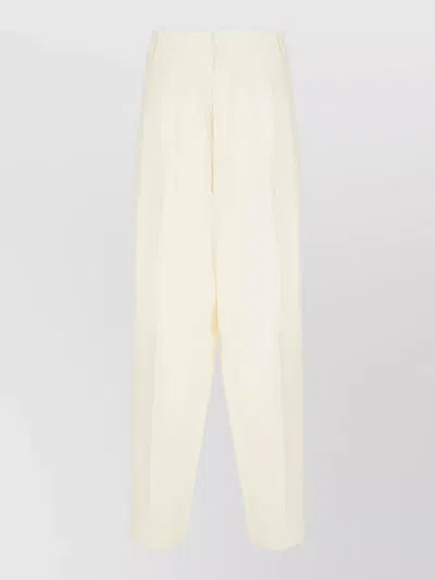 Laneus Viscose Blend Trousers Pleated Belt Loops Pockets In Neutral