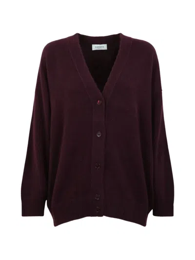 Laneus V-neck Knitted Cardigan In Burgundy