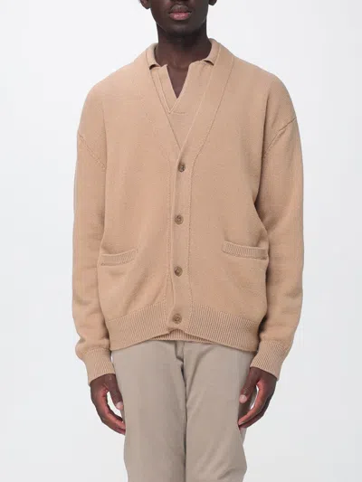 Laneus V-neck Merino Wool And Cashmere Cardigan With Patch Pockets In Pink