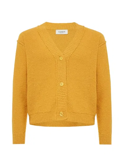Laneus V-neck Textured-knit Cardigan In Yellow