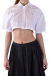 Laneus Cropped Collared Shirts Open Back In White