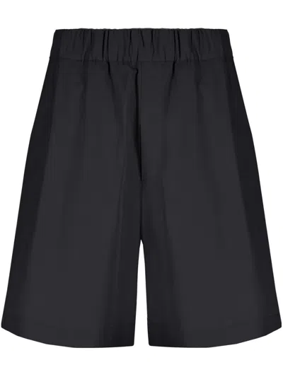 Laneus Wide-leg Cotton Shorts In Black