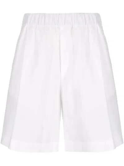 Laneus Wide-leg Cotton Shorts In White