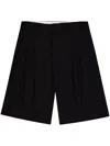 Laneus Black Virgin Wool Bermuda Shorts In 黑色