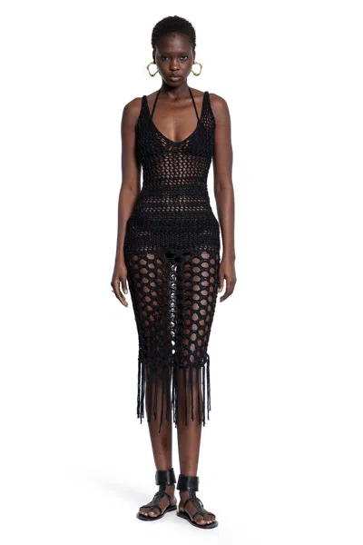 LANEUS CROCHET KNIT MIDI DRESS