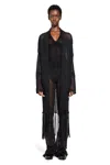 Laneus Lungo Cardigan A Maglia Uncinetto In Black