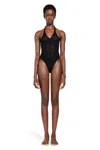 Laneus Costume Da Bagno A Maglia Traforata In Black