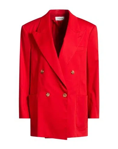 Laneus Woman Blazer Red Size 4 Cotton, Elastane