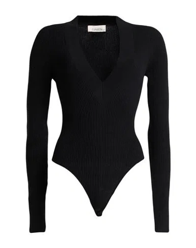 Laneus Woman Bodysuit Black Size 8 Merino Wool, Cashmere, Lycra