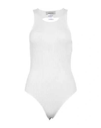Laneus Woman Bodysuit Cream Size 6 Viscose, Polyester, Elastane In White