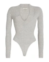 Laneus Woman Bodysuit Light Grey Size 6 Wool, Cashmere, Lycra In Gray