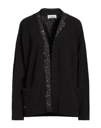 Laneus Woman Cardigan Black Size 6 Cotton