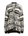 Laneus Patterned-jacquard Cardigan In Black