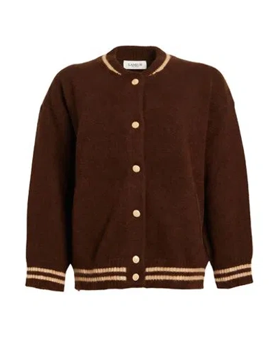 Laneus Woman Cardigan Brown Size 6 Cashmere, Silk, Polyester
