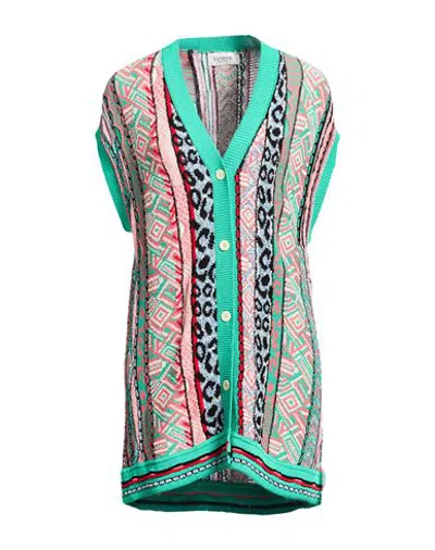 Laneus Woman Cardigan Emerald Green Size 2 Cotton, Polyester, Polyamide