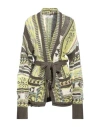 Laneus Woman Cardigan Military Green Size 8 Cotton, Polyester, Polyamide