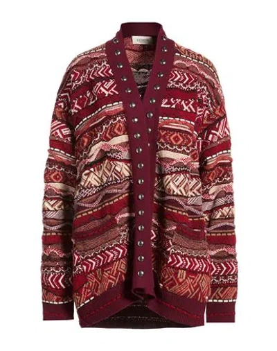 LANEUS LANEUS WOMAN CARDIGAN RED SIZE 6 POLYAMIDE, ALPACA WOOL, POLYACRYLIC, SYNTHETIC FIBERS, WOOL