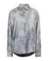 Laneus Woman Denim Shirt Blue Size 4 Lyocell, Polyester, Cotton, Elastane In Blue