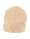 Laneus Woman Hat Beige Size Onesize Merino Wool In Brown