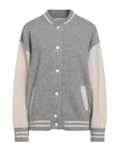 Laneus Woman Jacket Light Grey Size 10 Cashmere, Silk, Polyester In Gray