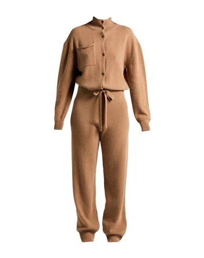 Laneus Woman Jumpsuit Camel Size 6 Merino Wool, Baby Alpaca Wool