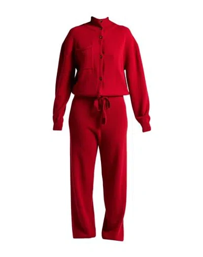 Laneus Woman Jumpsuit Red Size 6 Merino Wool, Baby Alpaca Wool