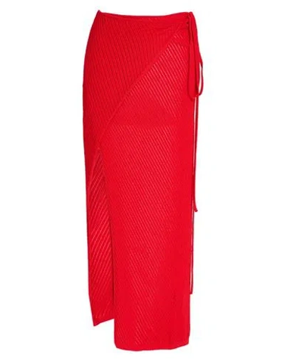 Laneus Woman Maxi Skirt Red Size 4 Viscose, Polyamide