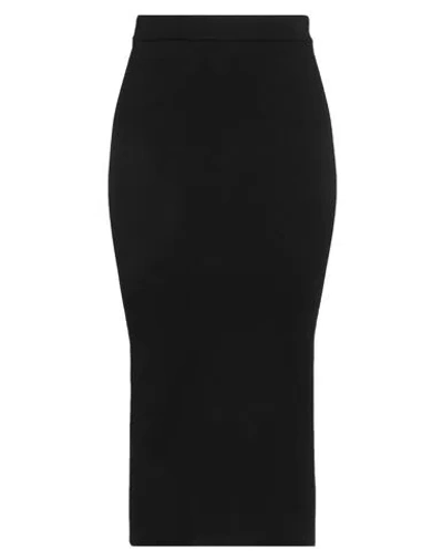 Laneus Woman Midi Skirt Black Size 8 Merino Wool, Cashmere