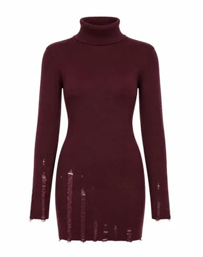 Laneus Woman Mini Dress Burgundy Size 6 Merino Wool